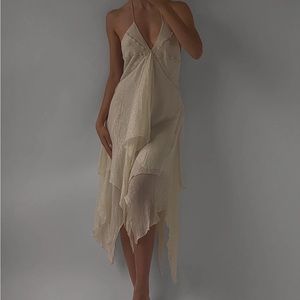 VTG MAXAZRIA SILK HALTER DRESS